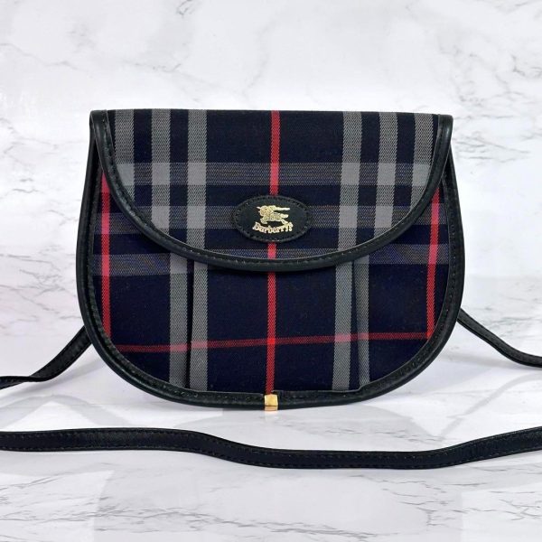 29248 Burberry Canvas Nova Check Mini Shoulder Bag Navy