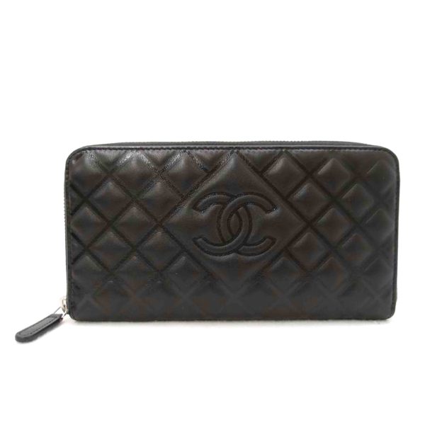 29294 1 Chanel Lambskin Round Zipper Long Wallet