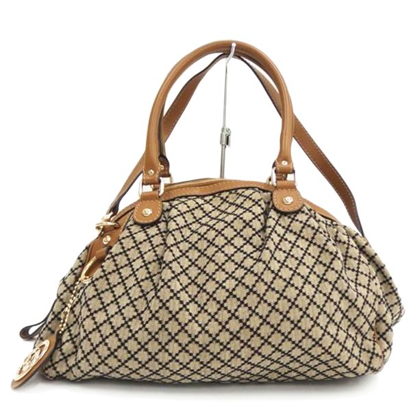 29373 1 Gucci Sookie Diamante Canvas 2Way Handbag Beige