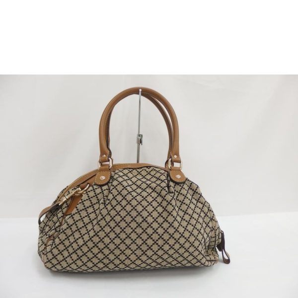 29373 2 Gucci Sookie Diamante Canvas 2Way Handbag Beige