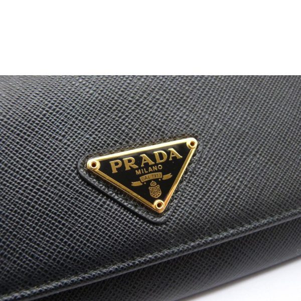 29561 8 PRADA Long Wallet with Pass Case Bag Black