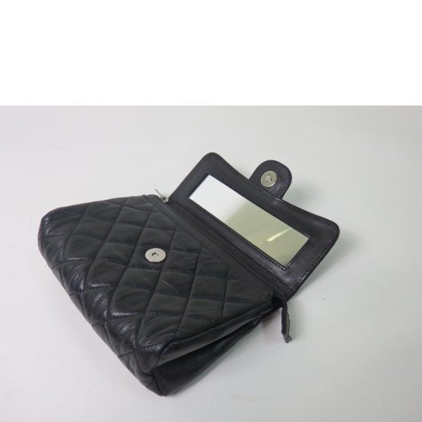 29768 4 Chanel Cocomark Matelasse Pouch Bag Black