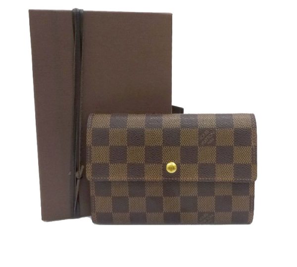 2977 1 Louis Vuitton Damier Porte Tresor Etuit Papier Trifold Wallet Canvas Brown