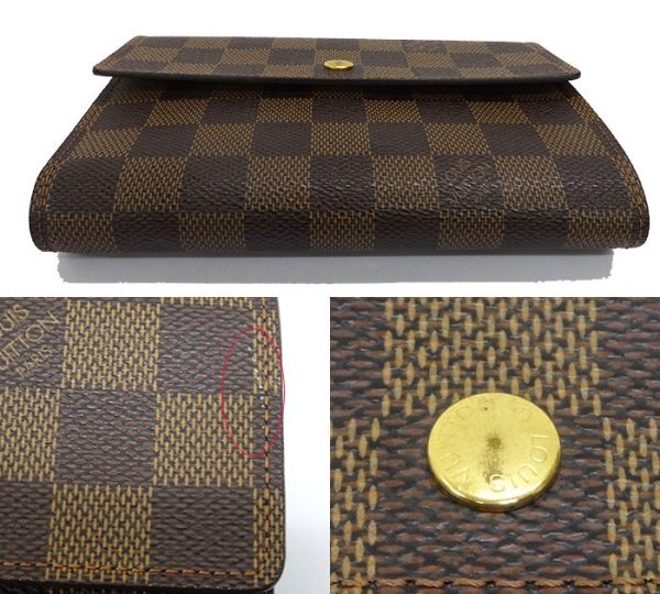 2977 2 Louis Vuitton Damier Porte Tresor Etuit Papier Trifold Wallet Canvas Brown