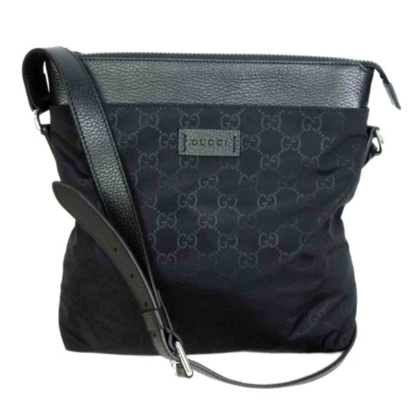 29922 1 Gucci GG Nylon Shoulder Bag Black