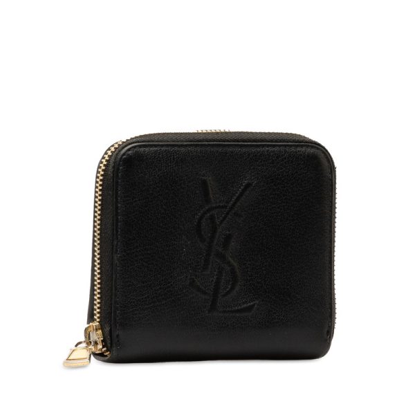 2m5h1squrqbhf1p7 2 Saint Laurent Bifold Round Fauner Compact Wallet Black Leather