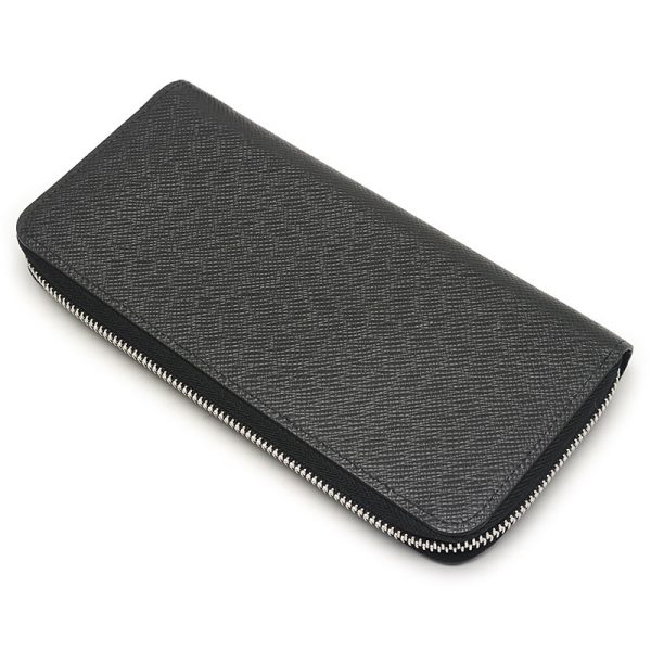 2sh0144 2 Louis Vuitton LV Zippy Vertical Taiga Noir Black Wallet