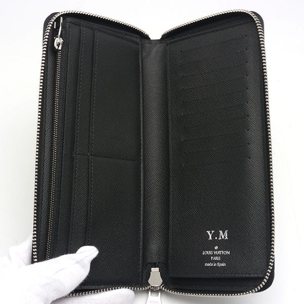 2sh0144 6 Louis Vuitton LV Zippy Vertical Taiga Noir Black Wallet