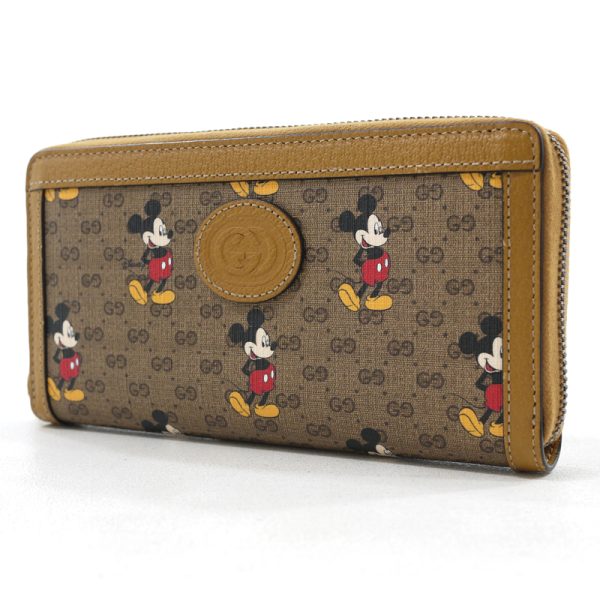 3 1 Gucci Disney Mickey Mouse Round Zipper Wallet Brown