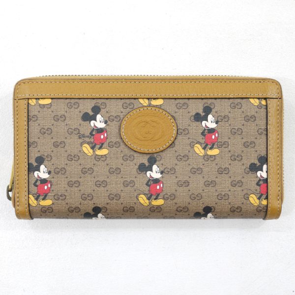 3 2 Gucci Disney Mickey Mouse Round Zipper Wallet Brown