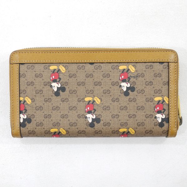 3 3 Gucci Disney Mickey Mouse Round Zipper Wallet Brown