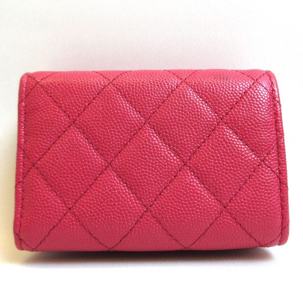 3 cha201009 2u 01 Chanel Matelasse Caviar Skin Trifold Wallet Pink