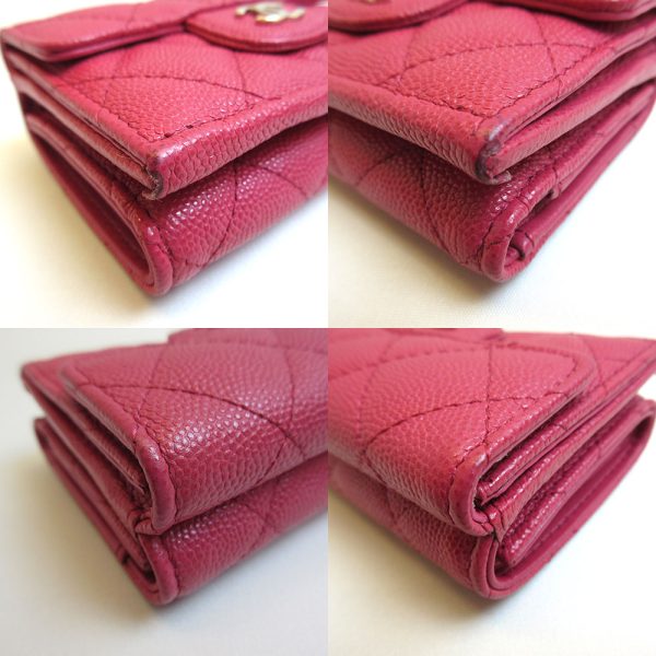 3 cha201009 2u 02 Chanel Matelasse Caviar Skin Trifold Wallet Pink