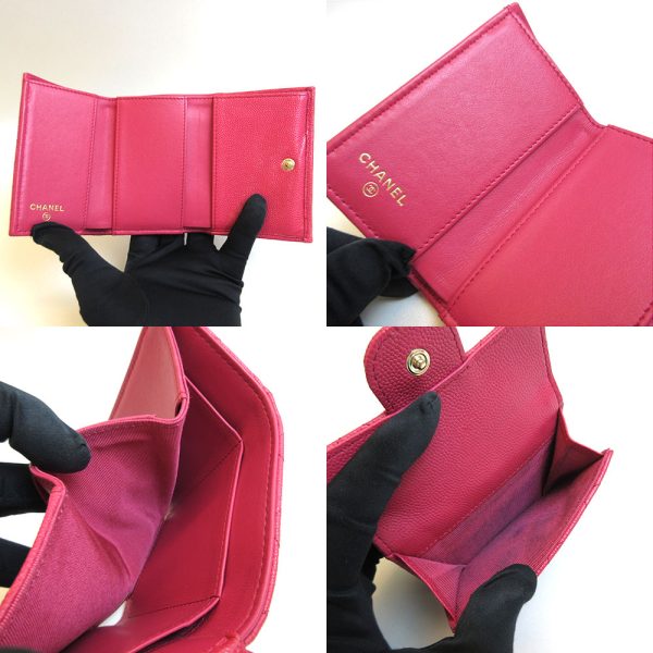 3 cha201009 2u 03 Chanel Matelasse Caviar Skin Trifold Wallet Pink