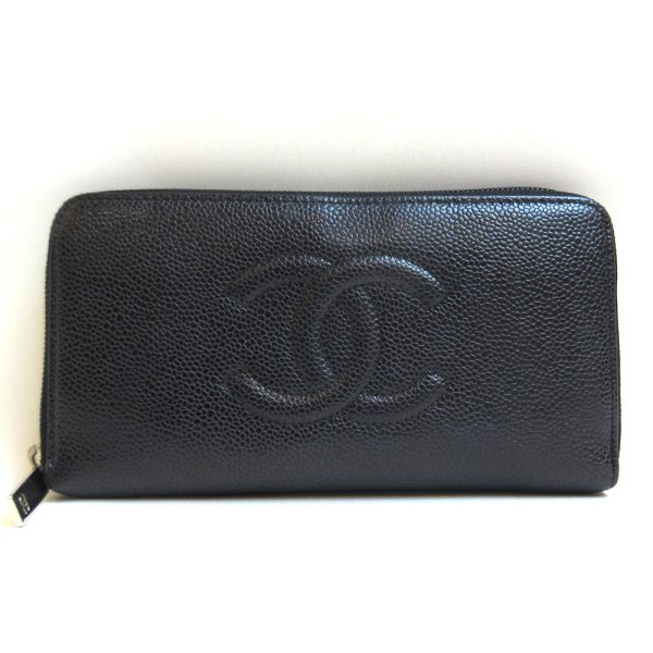 3 cha210114 1u Chanel Long Wallet Caviar Skin Black