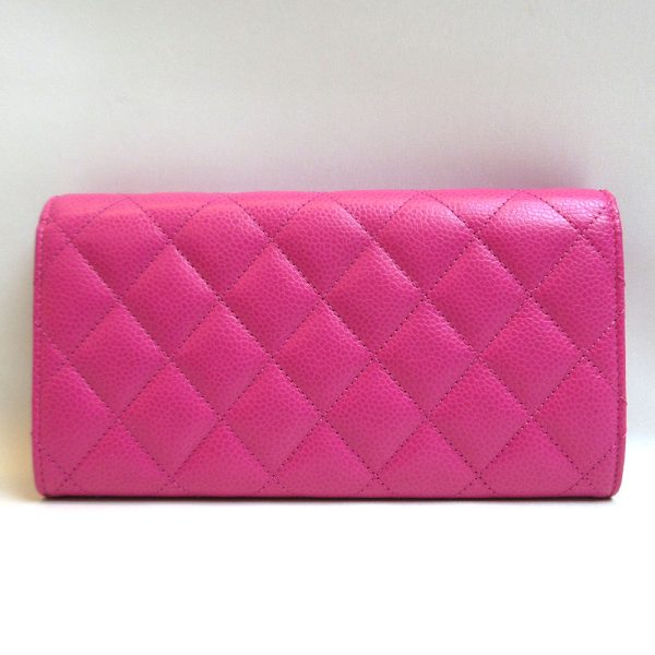 3 cha210219 1u 01 Chanel Caviar Skin Bifold Long Wallet Pink