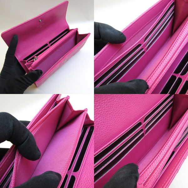 3 cha210219 1u 04 Chanel Caviar Skin Bifold Long Wallet Pink