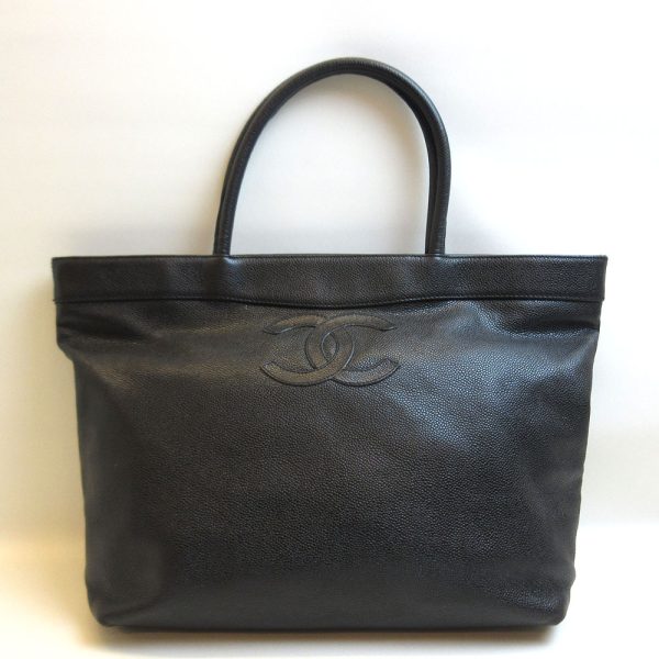 3 cha210226 1ta Chanel Tote Handbag Black Coco Mark