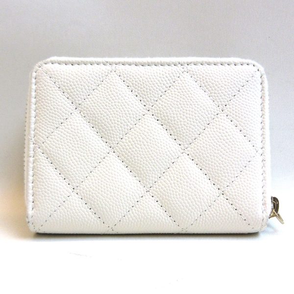 3 cha211215 1u 01 Chanel Wallet Caviar Skin Coin Case White