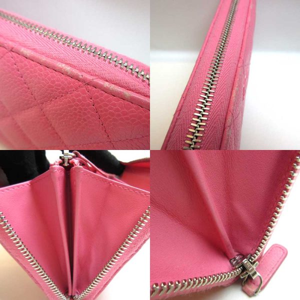 3 cha220329 1ta 06 Chanel Long Wallet Round Zipper Salmon Pink