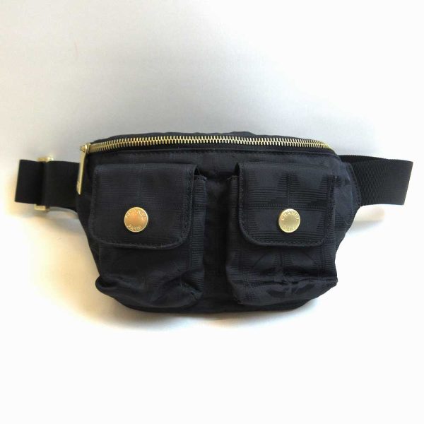 3 cha220407 2u Chanel Waist Pouch Body Bag New Travel Line Black