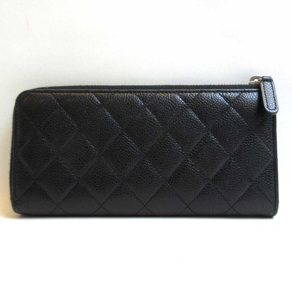 3 cha220407 4u 01 Chanel Long Wallet Round Zipper Matelasse Black