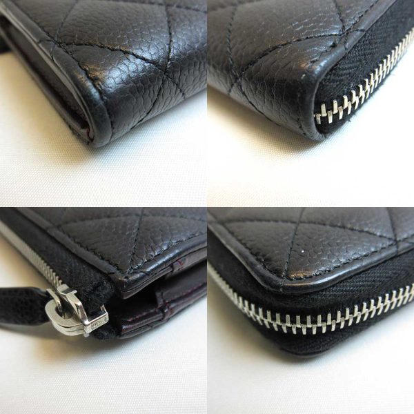 3 cha220407 4u 02 Chanel Long Wallet Round Zipper Matelasse Black