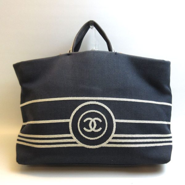 3 cha220508 1u Chanel Denim 2way Tote Shoulder Bag Navy