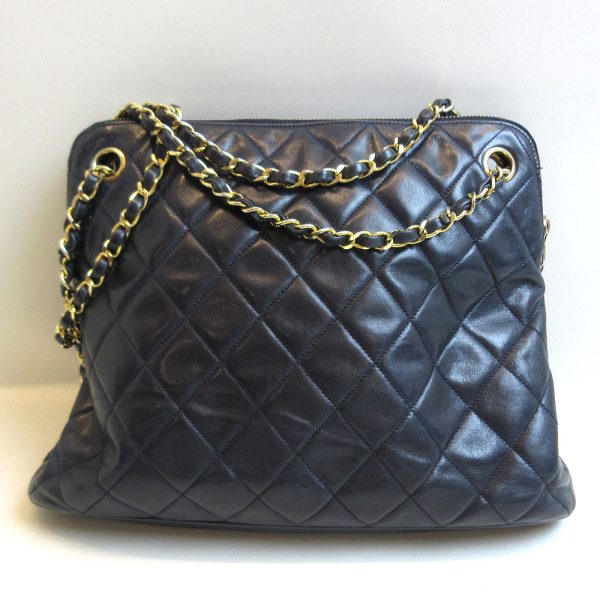 3 cha220509 1u 01 Chanel Matelasse Chain Tote Shoulder Bag Navy