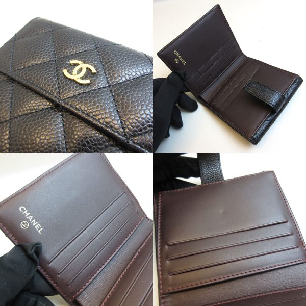 3 cha220512 3ta 03 Chanel Mini Wallet Bifold W Hook Matelasse Black