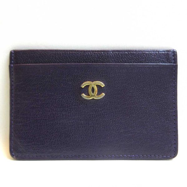 3 cha220722 2u Chanel Accessories Card Case Pass Leather Purple