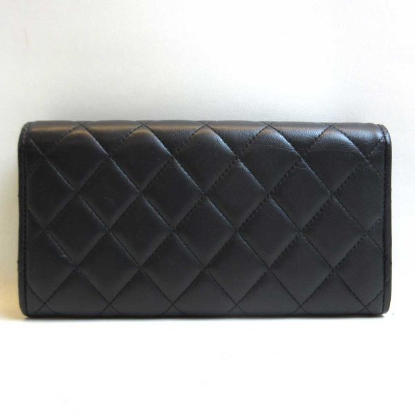 3 cha220804 1ta 01 Chanel Long Wallet Bifold Black Silver Hardware