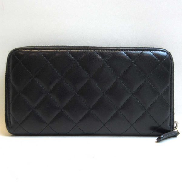 3 cha220804 2ta 01 Chanel Wallet Round Zipper Black Silver Hardware