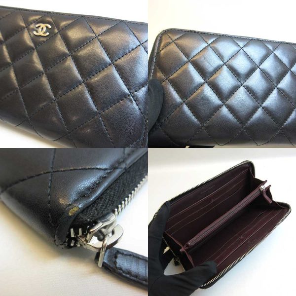 3 cha220804 2ta 03 Chanel Wallet Round Zipper Black Silver Hardware