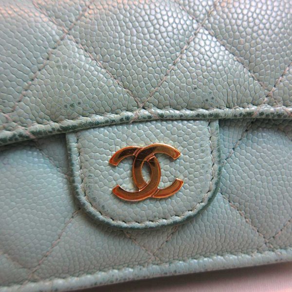 3 cha220814 2ta 03 Chanel Mini Wallet Trifold W Hook Matelasse Blue