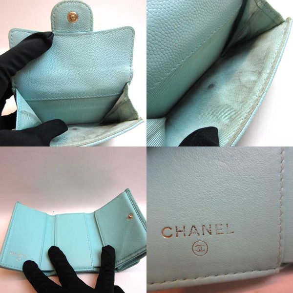 3 cha220814 2ta 05 Chanel Mini Wallet Trifold W Hook Matelasse Blue