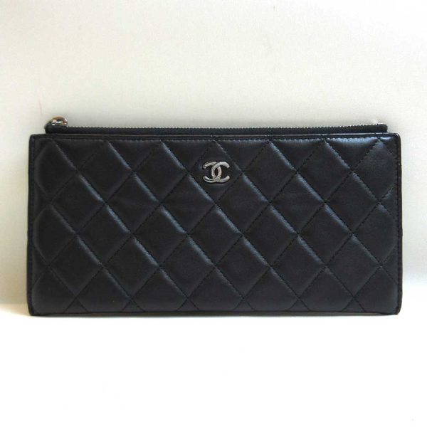 3 cha220901 1u Chanel Flat Wallet Metallic Hardware Black