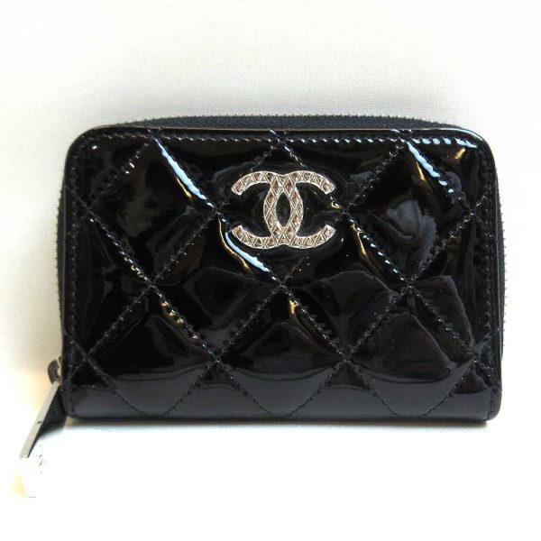 3 cha220915 1ta Chanel Wallet Matelasse Coin Case Purse Black