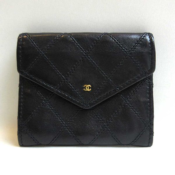 3 cha221028 1ta Chanel Wallet Bicolore Coin Case Purse Black