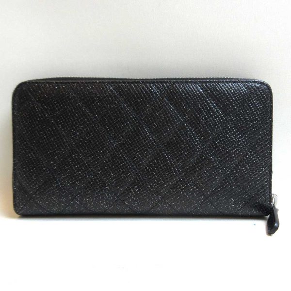 3 cha221117 1ta 01 Chanel Long Wallet Round Zipper Black Leather