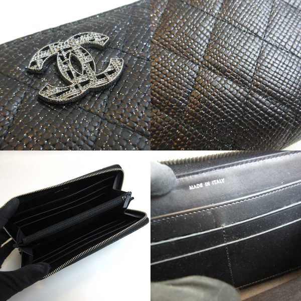 3 cha221117 1ta 03 Chanel Long Wallet Round Zipper Black Leather