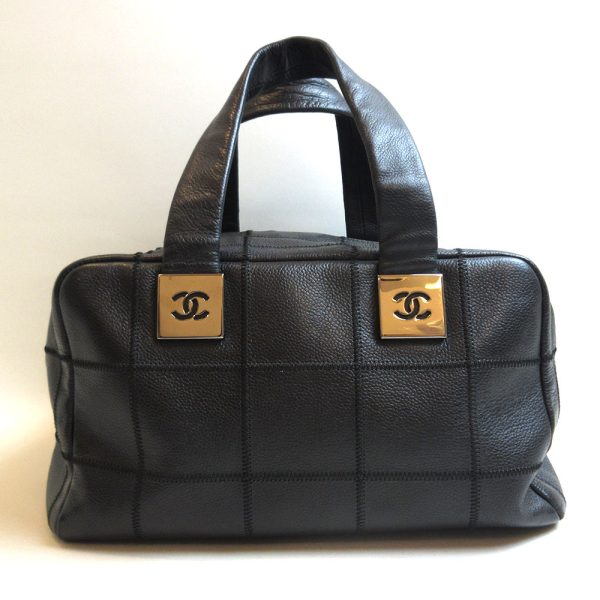 3 cha221208 3ta Chanel Chocolate Bar Mini Boston Bag Black