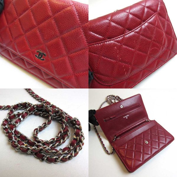 3 cha230120 1u 04 Chanel Caviar Skin Chain Wallet Red