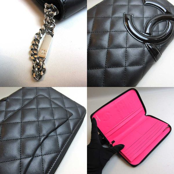 3 cha230127 1ta 03 Chanel Long Wallet Cambon Line Black