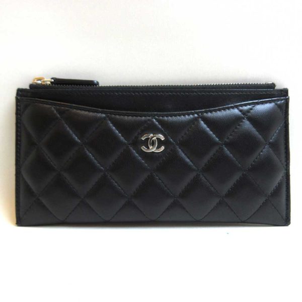 3 cha230127 4ta Chanel Matelasse Flat Wallet Black Silver Hardware