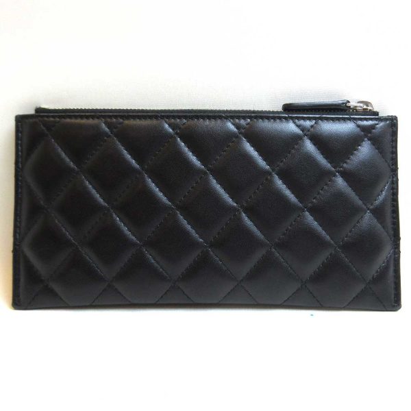 3 cha230127 4ta 01 Chanel Matelasse Flat Wallet Black Silver Hardware