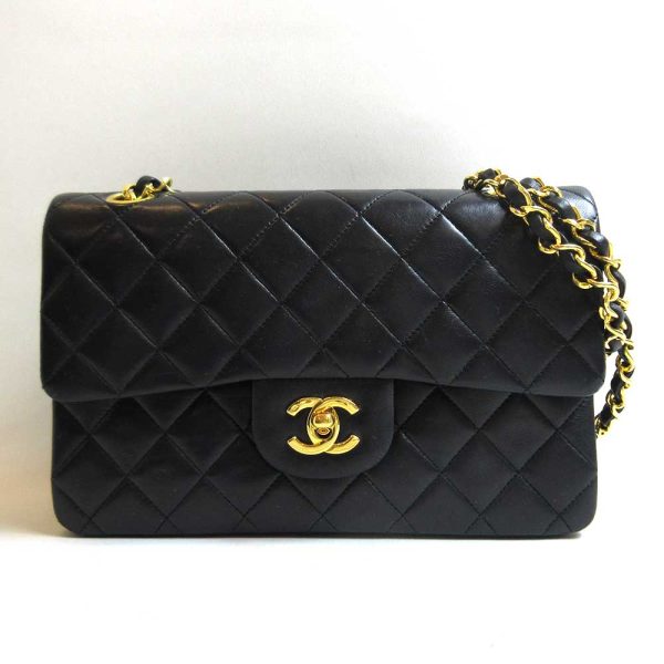 3 cha230321 1u Chanel Matelasse 23 Double Flap Shoulder Black