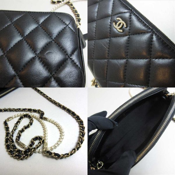 3 cha230412 1u 04 Chanel Matelasse Chain Wallet Black