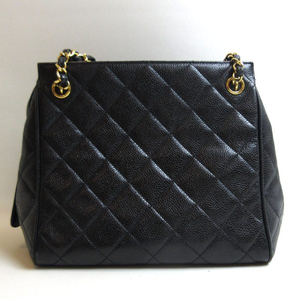 3 cha230512 2u 01 Chanel Caviar Skin Chain Shoulder Tote Black