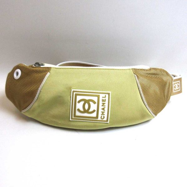 3 cha230629 1u Chanel Waist Pouch Body Bag Sports Line Beige